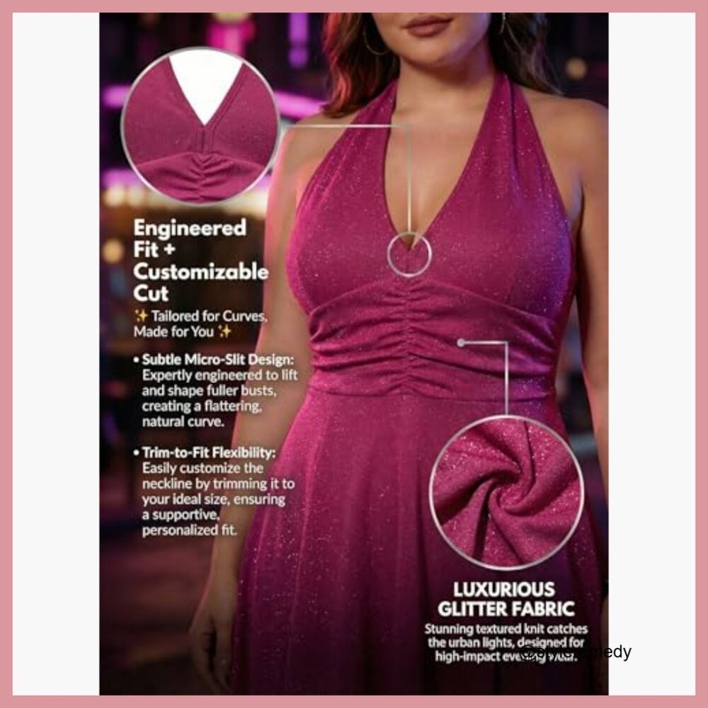 Polyester Spandex Halter Neck Backless Mini Dress… - image 6